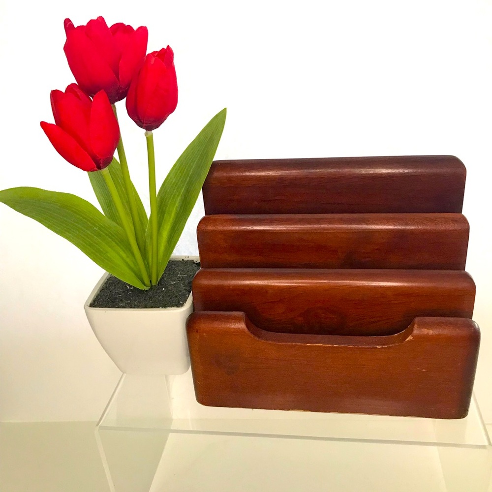 Vintage ELDON Wood Desk Organizer Mid Century Madison Wisconsin